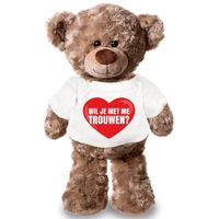 Knuffel teddybeer met Wil je met me trouwen hart shirt 43 cm