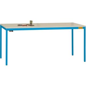 Manuflex LD1908.5012 ESD ESD-werktafel UNIDESK met melamine schijf, onderstel van licht blauw RAL 5012, bxdxh = 1200 x 800 x 720-730 mm Lichtblauw (RAL 5012)