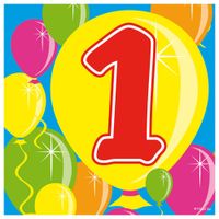 20x Een/1 jaar feest servetten Balloons 25 x 25 cm verjaardag/jubileum   -