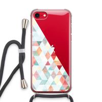 Gekleurde driehoekjes pastel: iPhone SE 2020 Transparant Hoesje met koord