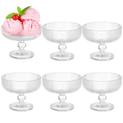 Vivalto Ijscoupes/ijsschaaltjes - 6x stuks - 310 ml - glas - met relief