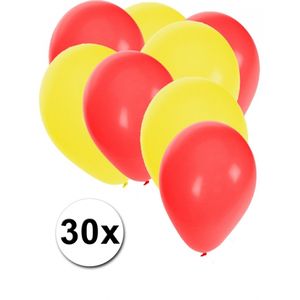 30x ballonnen - 27 cm - rood en gele versiering