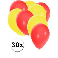 30x ballonnen - 27 cm - rood en gele versiering