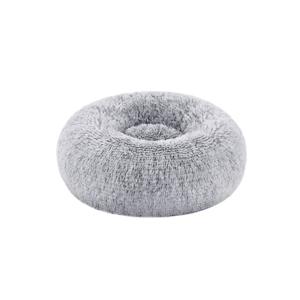 Wasbaar donutvormig hondenbed met zacht pluche, Ombre grijs / L 40 x B 40 x H 15 cm