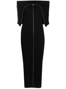 MM6 Maison Margiela robe mi-longue zippée en maille nervurée - Noir