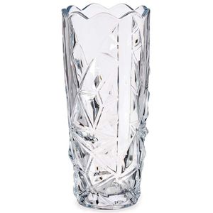 Bloemenvaas diamant relief 8 x 19,5 cm van glas   -