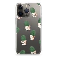 Cactusprint roze: iPhone 13 Pro Transparant Hoesje