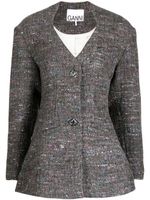 GANNI blazer en laine mélangée Toni à coupe cintrée - Gris