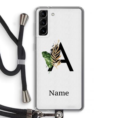 Charcoal Flora: Samsung Galaxy S21 Plus Transparant Hoesje met koord