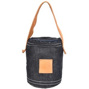 1x Deurstopper blauw denim met bruin leer 13 x 17 cm   -