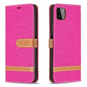 Samsung Galaxy A20E hoesje - Bookcase - Pasjeshouder - Portemonnee - Vintage - Stof - Kunstleer - Roze