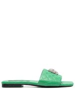 Philipp Plein claquettes matelassées à ornements en cristal - Vert - thumbnail