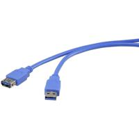 Renkforce USB 3.2 Gen 1 (USB 3.0) Verlengkabel 3.00 m Blauw Vergulde steekcontacten [1x USB 3.2 Gen 1 stekker A (USB 3.0) - 1x USB 3.2 Gen 1 bus A (USB 3.0)]