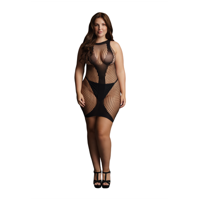 Le Désir by Shots High Neck Net Contrast Mini Dress - Plus Size