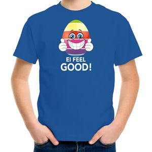 Vrolijk Paasei ei feel good t-shirt blauw voor heren - Paas kleding / outfit