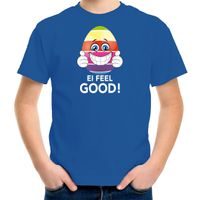 Vrolijk Paasei ei feel good t-shirt blauw voor heren - Paas kleding / outfit