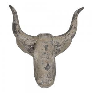 Houten beeld stier 38x19x38 cm muurdecoratie