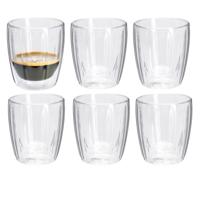 Excellent Houseware dubbelwandige Koffieglazen- 6x - espresso - 125 ml - D7 x H8 cm