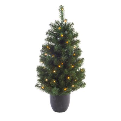 Bellatio Decorations Kunst kerstboom - groen - H120 cm - met verlichting - kunstboom