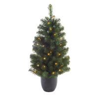 Bellatio Decorations Kunst kerstboom - groen - H120 cm - met verlichting - kunstboom