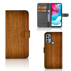 Motorola Moto G60s Book Style Case Donker Hout