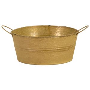 Teil/emmer/plantenpot - zink - oud goud - D22 x H10 cm