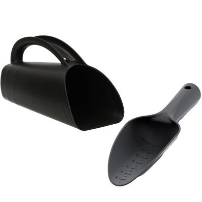 Prosperplast - Tuinscheppen set van 2x - Kunststof - Plantenschep - scherp en brede variant - Zwart