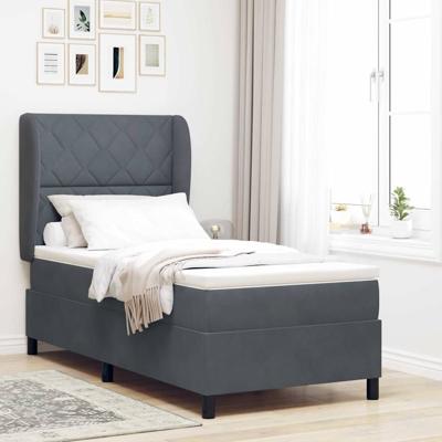 Boxspringbed met matras fluweel donkergrijs 100x200 cm