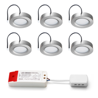 Set LED-opbouwspot Adria zilver 3W dimbaar 3-6 stuks