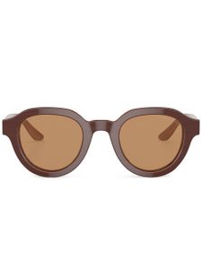 Giorgio Armani lunettes de soleil rondes à logo imprimé - Marron