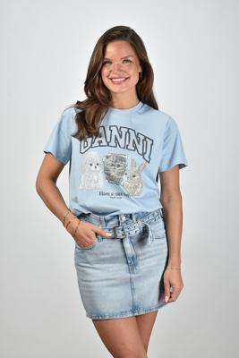 Ganni t-shirt T4278 chambray blue