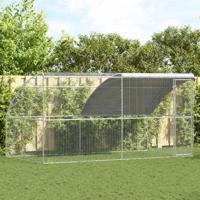 Kippenhok Zilver 400 x 200 x 198.5 cm Gegalvaniseerd staal