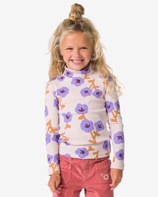 HEMA Kinder T-shirt rib bloemen ecru (ecru)