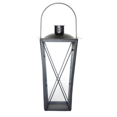 Flancy Flames Windlicht- Zilver - ijzer - 20 x 20 x 40 cm - tuin lantaarn/windlicht