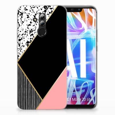 Huawei Mate 20 Lite | TPU Hoesje | Zwart Roze Vormen