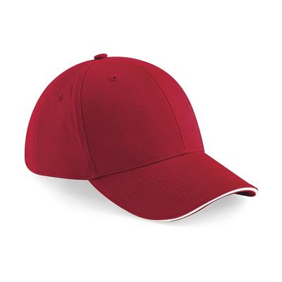 Beechfield Pet - rood met wit - 6 panel baseballcap - volwassenen - katoen