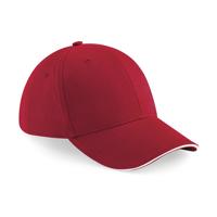 Beechfield Pet - rood met wit - 6 panel baseballcap - volwassenen - katoen