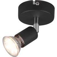 LED Wandspot - Trion Pamo - GU10 Fitting - 1-lichts - Rond - Mat Zwart - Aluminium - thumbnail