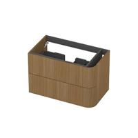 INK - Rechts Afgeronde Onderkast Fineer 2 Laden Softclose Tbv Grepen - 800x450x520 Mm - Light Veneer