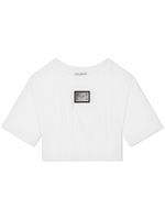 Dolce & Gabbana Kids t-shirt crop à plaque logo - Blanc