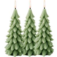LED kerstboom kaars - 3x - groen - 19 cm - batterijen inclusief - timer - kerstboomkaars