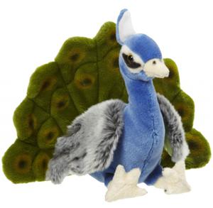 Nature Planet Pauw - blauw/groen - 24 cm - pluche dieren knuffels - Pauwen