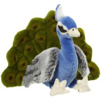 Nature Planet Pauw - blauw/groen - 24 cm - pluche dieren knuffels - Pauwen - thumbnail