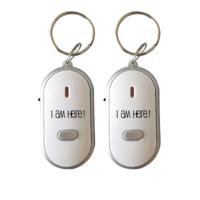 Bellatio Design Terugfluitende Sleutelhanger - 2x - wit - kunststof - 5 meter - sleutels terugvinden