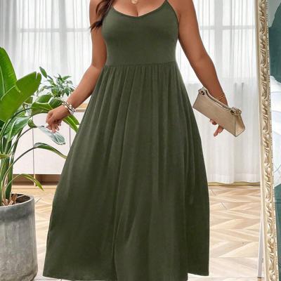 Bon&Bon Plus Size Black Maxi Dress - Backless A-Line Cami Outfit Army Green / 3XL