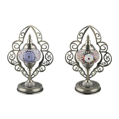 Bureaulamp DKD Home Decor Kristal Mozaïek Metaal Multicolour Arabisch (20 x 15 x 42 cm) (2 Stuks)