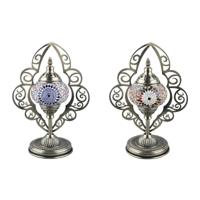 Bureaulamp DKD Home Decor Kristal Mozaïek Metaal Multicolour Arabisch (20 x 15 x 42 cm) (2 Stuks)