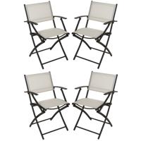 Klapstoel - 4x - beige - opklapbaar - 46 x 52 x 85 cm - staal/polyester - campingstoel/tuinstoel