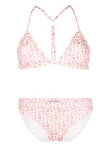 Moncler bikini à logo imprimé - Rose