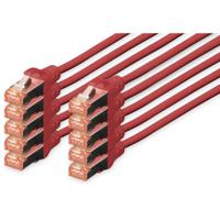 Digitus DK-1644-010-R-10 RJ45 Netwerkkabel, patchkabel CAT 6 S/FTP 1.00 m Rood Folie afscherming, Afscherming totaal, Afgeschermd, Halogeenvrij, Simplex, - thumbnail